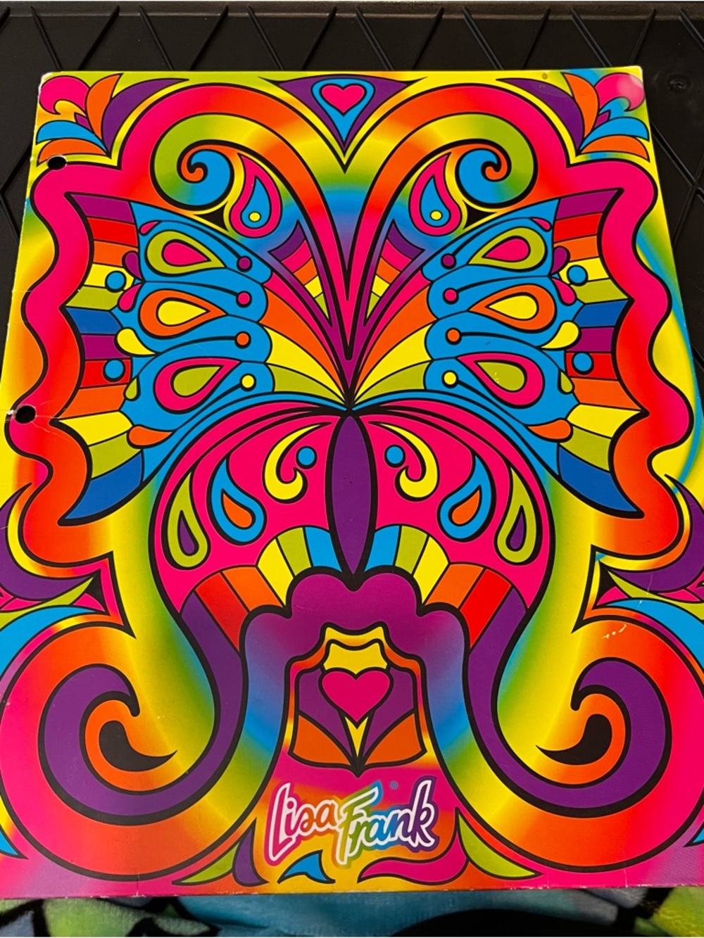 Lisa Frank Vintage 2000 Butterfly 3 Hole 2 Pocket Folder Y2K Bold Multi Color